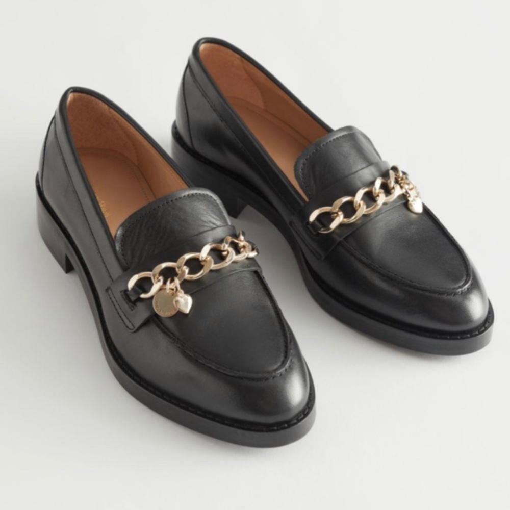 & Other Stories Black Penny Chain Loafers US size 8, 39